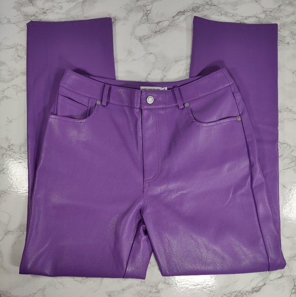 Anthropologie Avec Les Filles Purple Faux Leather Lettie Pants Size 4 - Picture 3 of 7